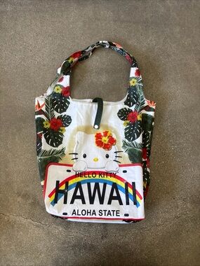 Hello Kitty Hawaii Tropical Tote Bag - White, Green, Red